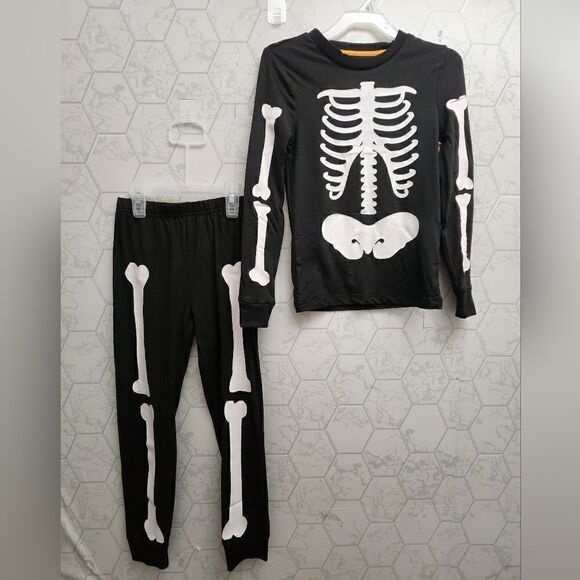 Nwt Kids Glow In The Dark Halloween Skeleton 2 Piece Pajama Set - Picture 7 of 10